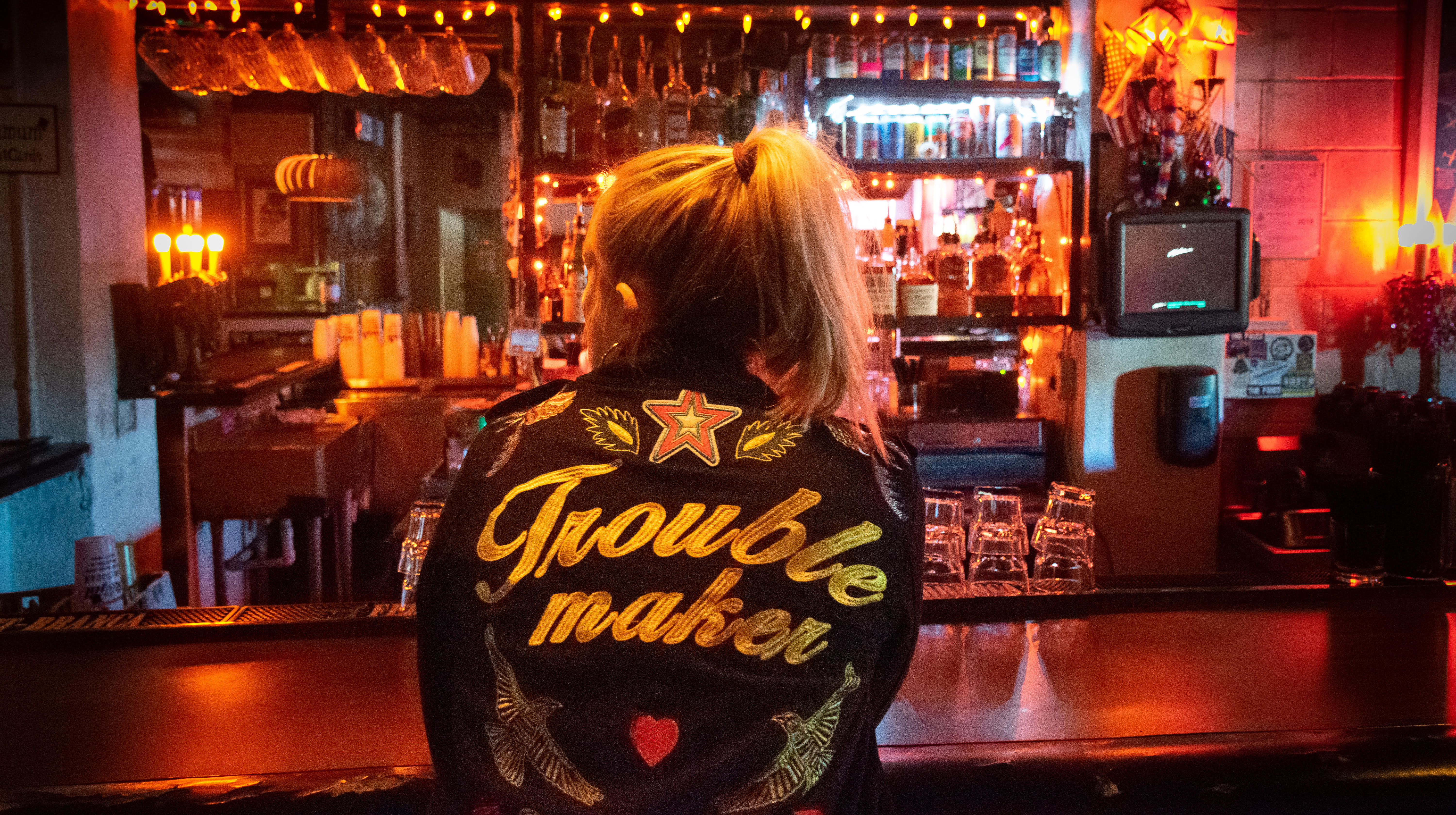 troublemaker jacket at the royal american bar